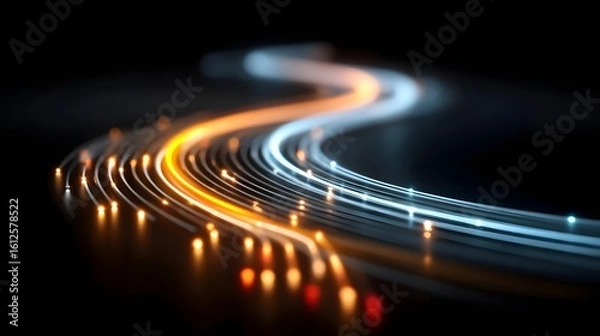 Fototapeta Abstract light trails on dark background