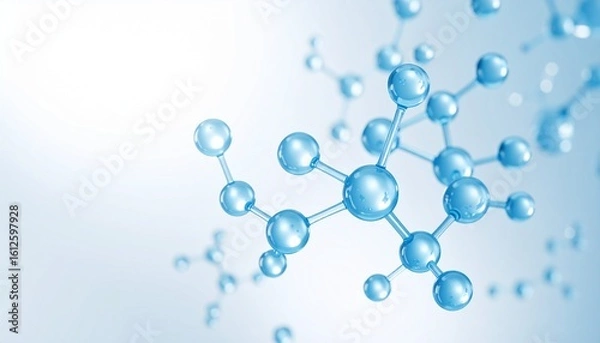Obraz a blue molecular structure on white gradient background