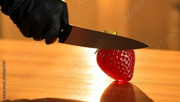 Obraz  Glossy Strawberry With Knife 