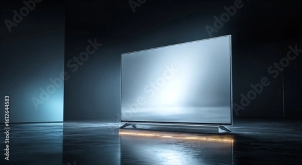 Obraz Modern Sleek Television Screen Dark Room Studio Display Background led lcd home oled flat high tech 