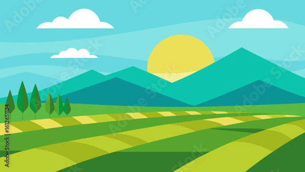 Obraz serene sky rice fields