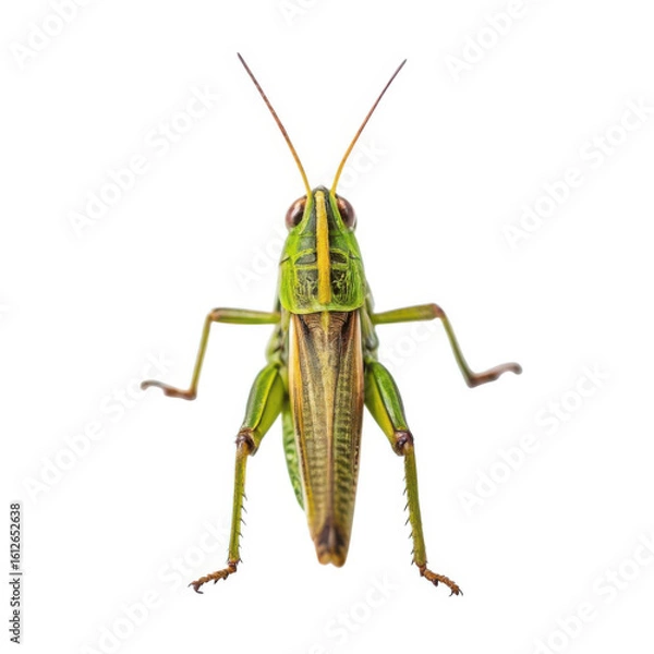 Fototapeta Green grasshopper insect close up isolated on transparent background