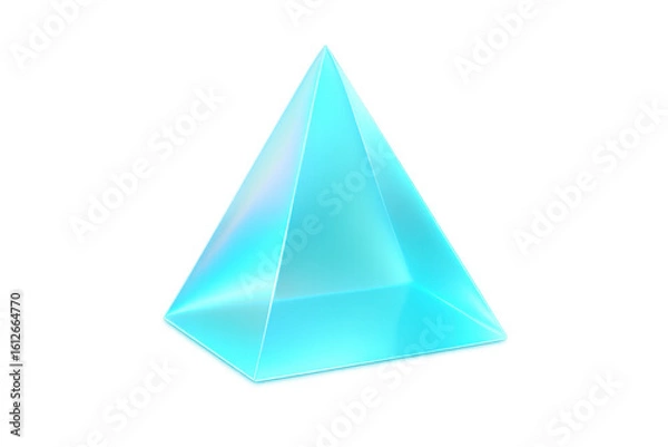 Fototapeta Realistic light blue glass pyramid with transparent background, perfect for futuristic or esoteric projects