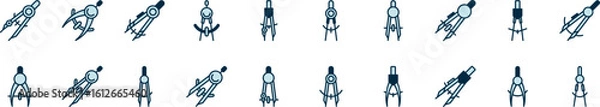 Fototapeta Blue Compass Filled Color Icon Collection. Minimalistic Linear Pictogram for Web and Graphic Design, Apps, Banners, Social Network and Cards