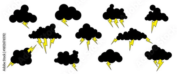 Obraz Set of cartoon cloud in a flat design. White cloud collection.