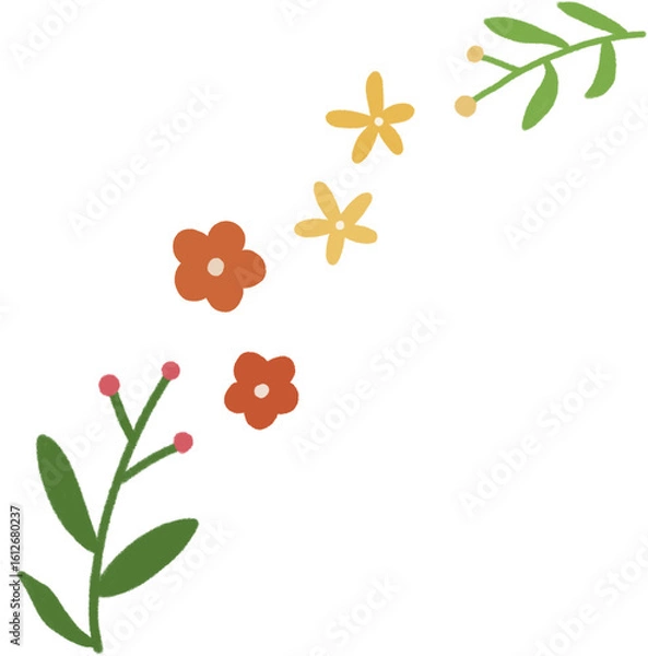 Obraz 빨간 꽃 노란 꽃 아치형 꽃 장식