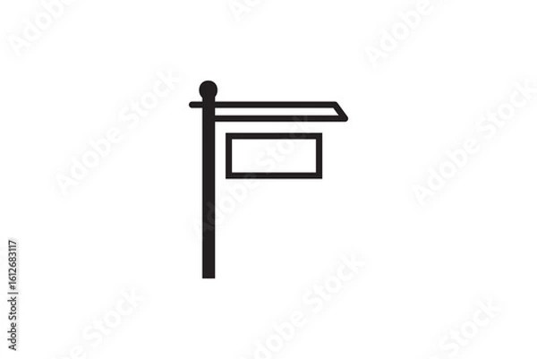 Obraz A wooden door leading to a home or the sky, featuring a sign and an isolated brown line art object design