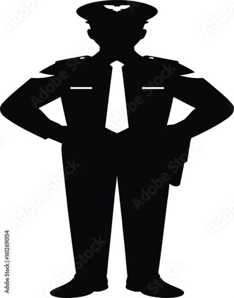 Fototapeta Enforce the law with a police officer silhouette, perfect for safety campaigns or civic projects, authoritative
