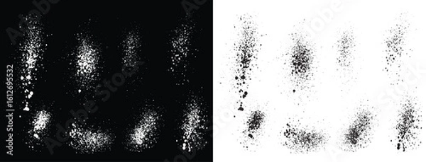 Obraz Splash set of distressed ink splatter black and white blood paint brush stroke banner background