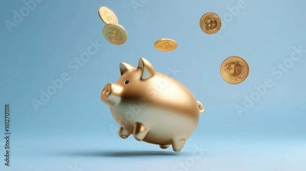 Obraz Golden piggy bank, wealth accumulation and financial planning theme