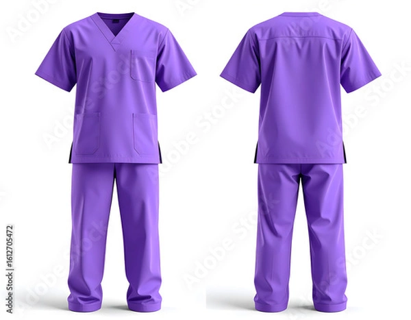 Obraz Purple Nurse Uniform Mockup Front and Back View