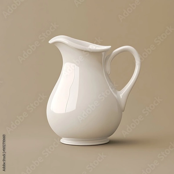 Obraz Classic white ceramic pitcher with a graceful handle and spout