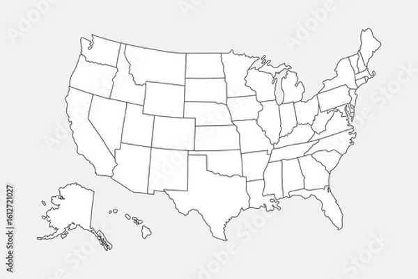 Fototapeta Flat design USA outline map vector illustrations