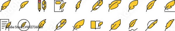 Fototapeta Quill Filled Color Icon Set. Minimalistic Linear Pictogram for Web and Graphic Design, Apps, Banners, Social Network and Cards