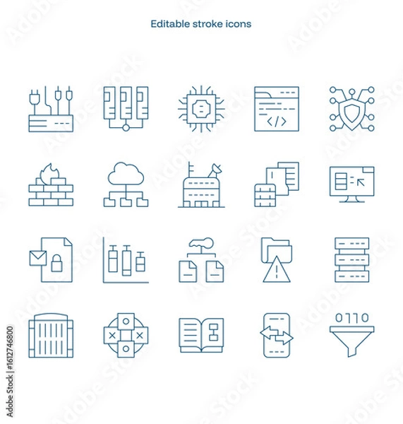 Fototapeta Data Center stroke icon. Data Center line icon set. editable stroke icon pac