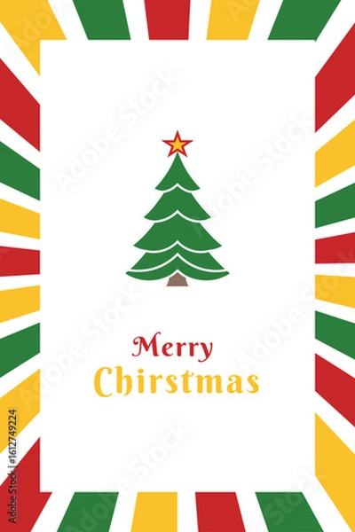 Fototapeta Christmas Simple Invitation Card. Vector illustration of an Invitation card of Merry Christmas with festive colors
