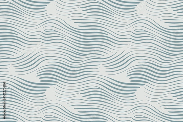 Obraz A repeating pattern of teal wavy lines on a light background creating a flowing and dynamic design look