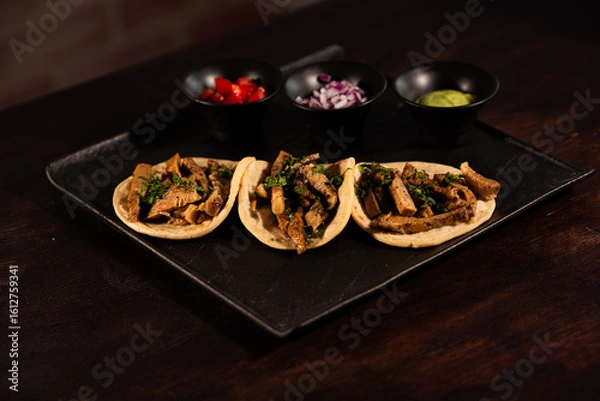 Obraz Mexican Street Tacos with Traditional Salsas