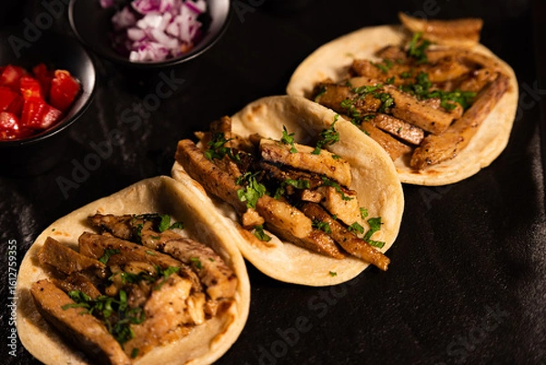 Obraz Mexican Street Tacos with Traditional Salsas
