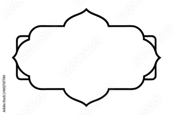 Fototapeta Black ornate Islamic style frame with floral elements and empty space Islamic frame ornate frame