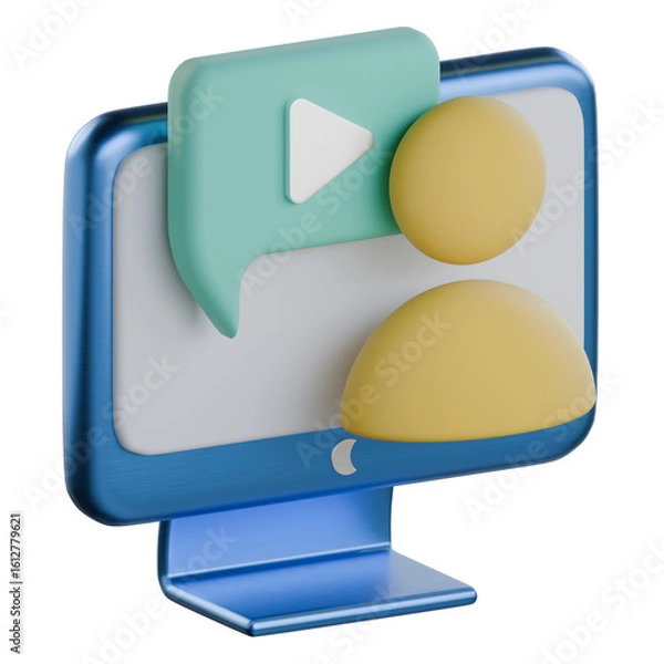 Fototapeta Intro Video Player 3D Icon Colorful Style