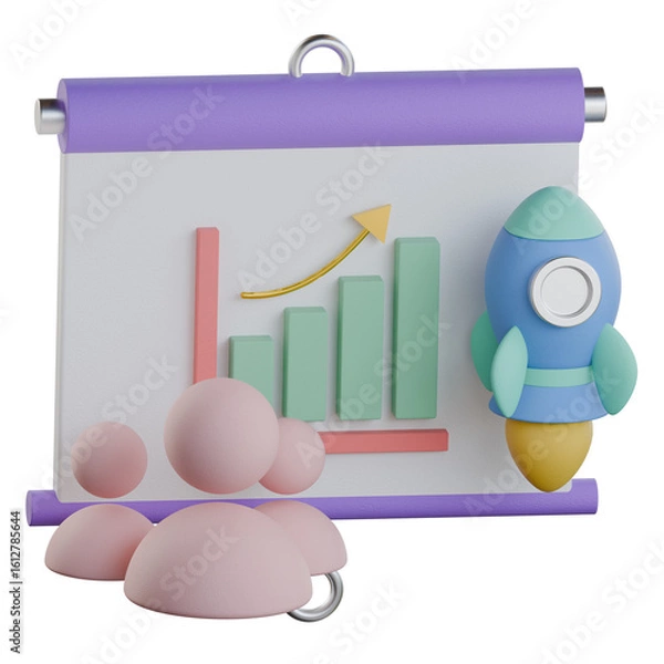 Fototapeta Startup Pitch Stage 3D Icon Colorful Style