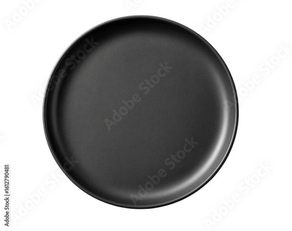 Fototapeta Empty, round, black plate.  Top-down view