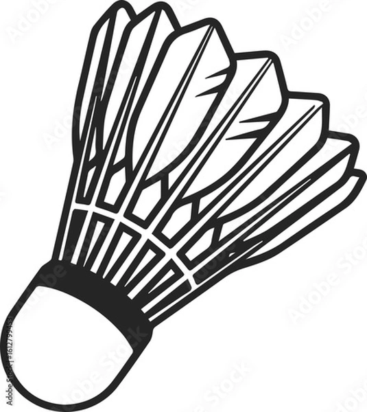 Fototapeta Shuttlecock Line Icon – Minimal Badminton Vector for Sports, Games, and Equipment Design