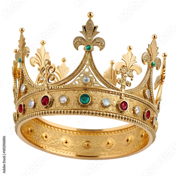 Fototapeta Radiant golden crown adorned with precious jewels signifies ultimate royalty and success