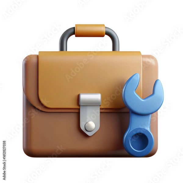 Fototapeta 3d rendered tool kit briefcase icon isolated on transparent background