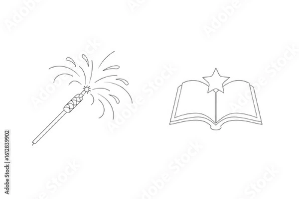 Fototapeta Sparkler and open book with star fireworks celebration