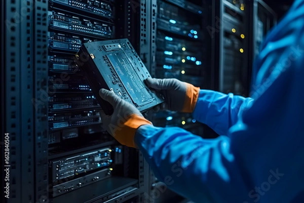 Obraz Server Technician Maintenance Storage Device Installation Repair Optimization Work