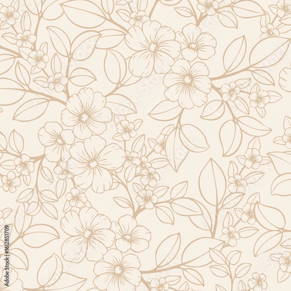 Fototapeta Realistic hand draw floral pattern background