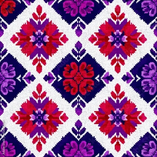 Obraz Ikat Seamless Pattern Design For Fabric
