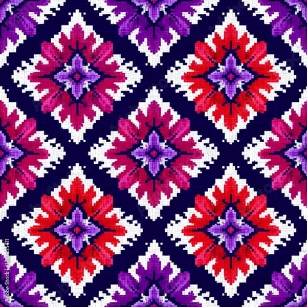 Obraz Ikat Seamless Pattern Design For Fabric