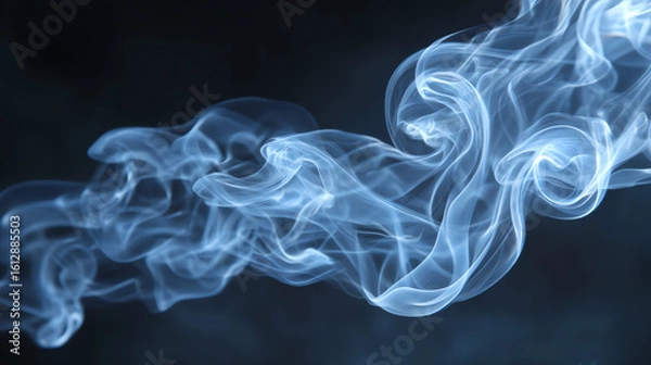 Fototapeta A captivating swirl of blue smoke against a dark background, creating an ethereal and mysterious atmosphere.