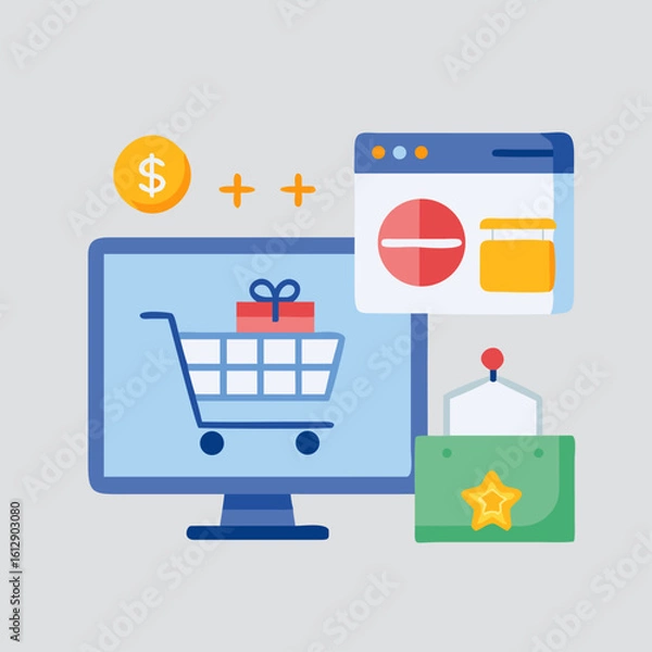 Obraz Flat E-commerce and Online Shopping Icon Set 