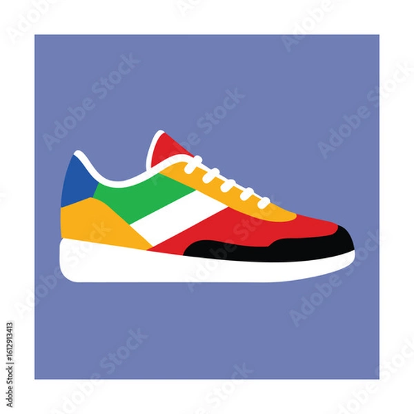 Obraz Mixed Material Sneakers Set Vector Illustration