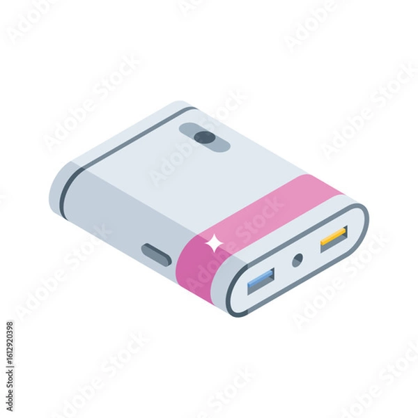 Fototapeta Easy to edit isometric style icon of power bank