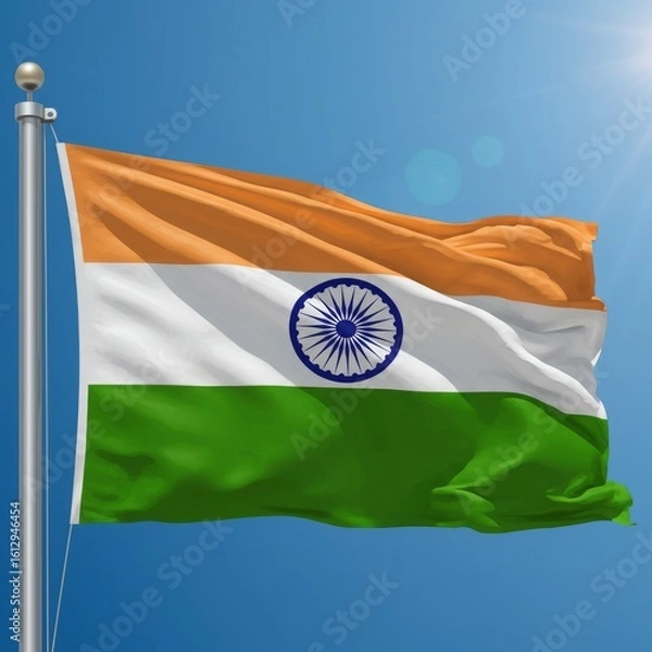 Obraz 3D rendering of Indian flag on a desk stand