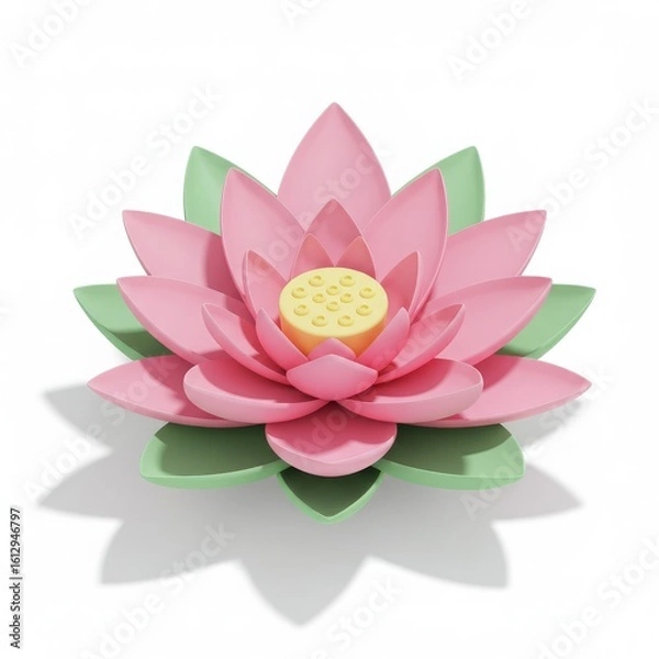 Obraz Decorative pink lotus flower in 3D rendering