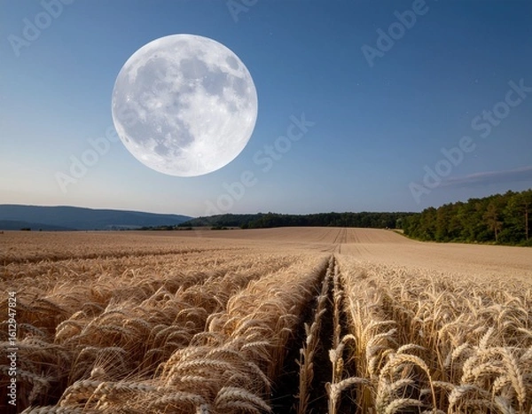 Obraz Full Moon Rising over Minimal Fields