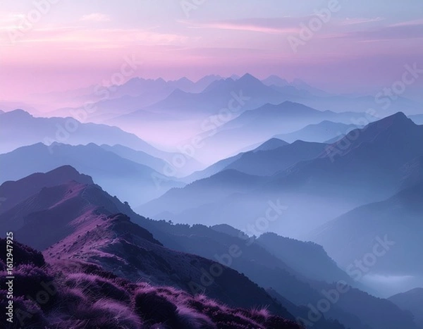 Obraz Purple Twilight Ridge Minimal Background