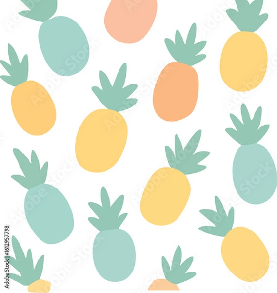 Obraz Pastel Pineapple Pattern Summer Fruit Design 1.