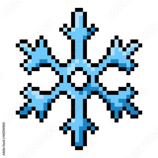 Fototapeta Vector Pixel Art Icon - Blue Snowflake
