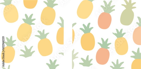 Obraz Seamless pattern with cute hand drawn pineapples.