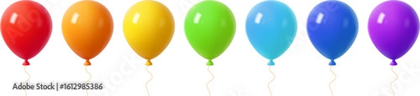 Fototapeta Row of 3D rainbow color balloons for celebration design