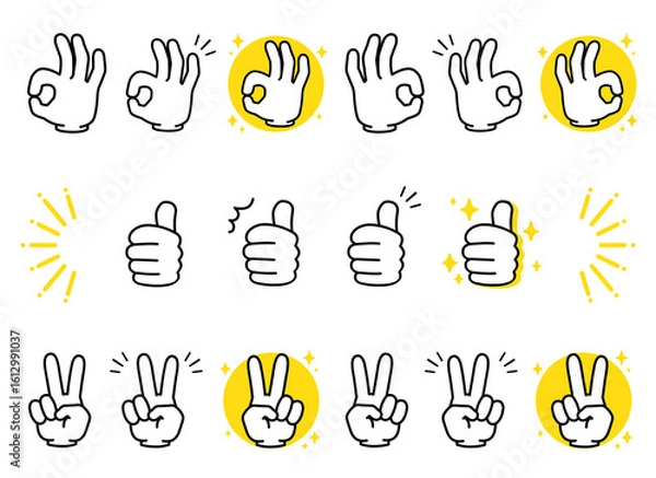 Obraz ハンドサイン　イラスト素材