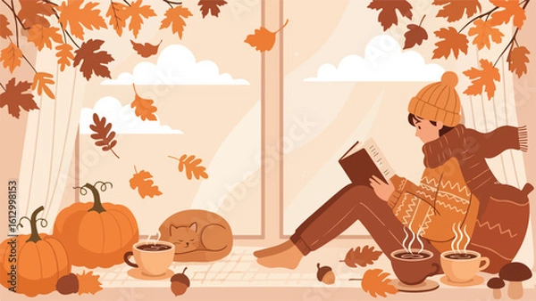 Obraz Cozy Autumn Reading by the Window