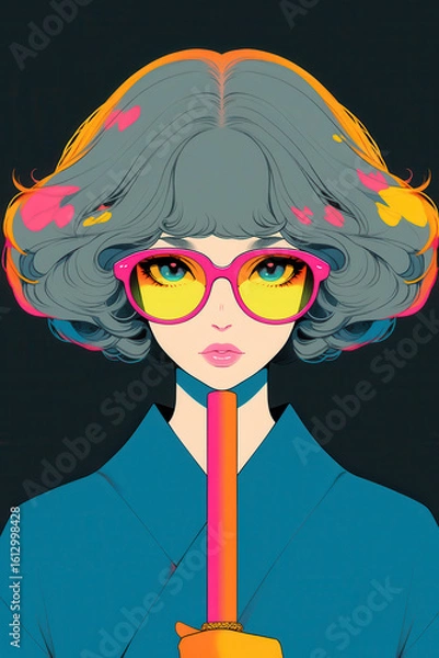 Obraz 着物を着た女性のイラスト